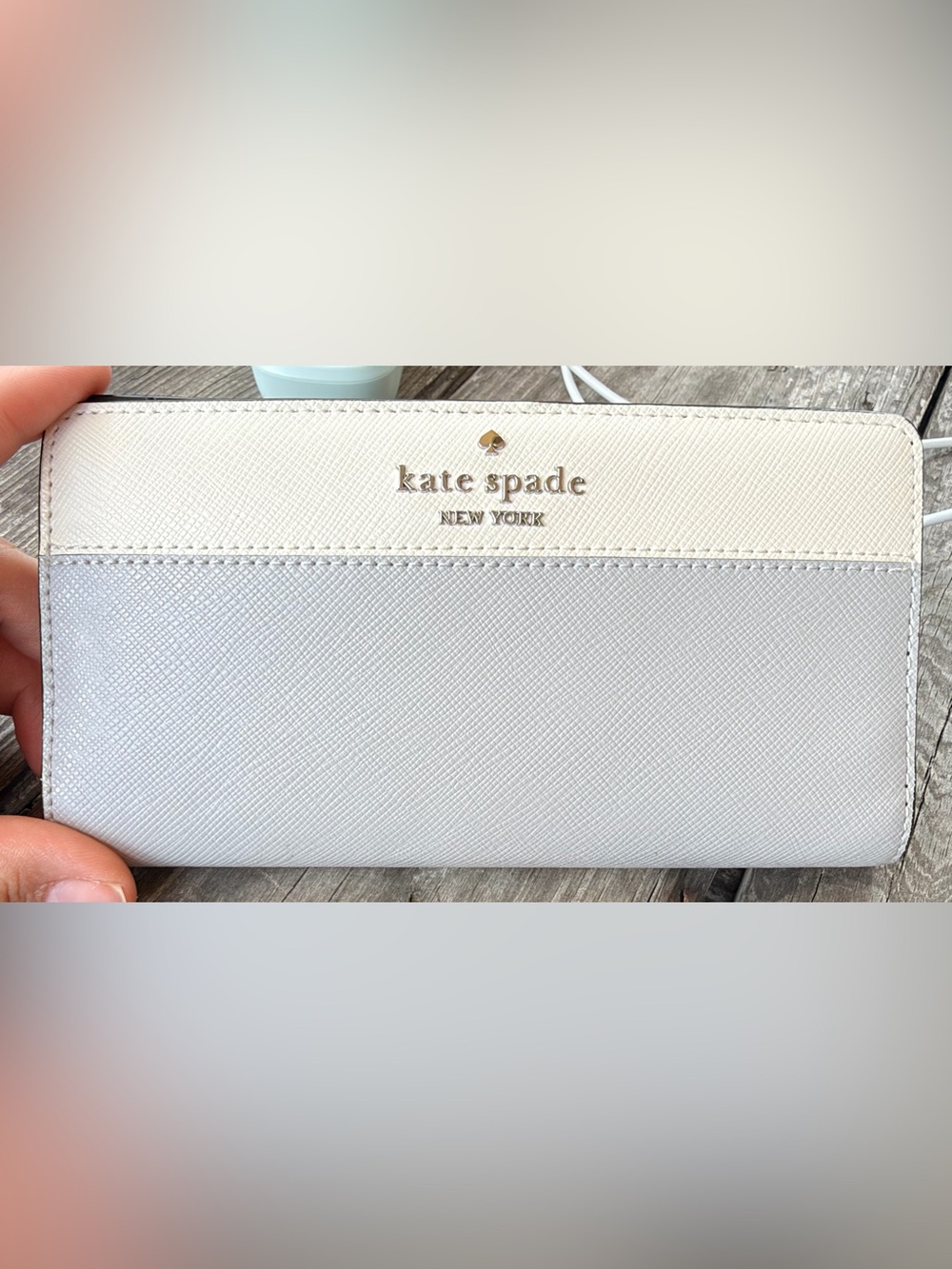 kate spade Two-Tone White and Light Gray Wallet
